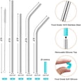 thumbnail image 5 of Set of 16 Reusable Stainless Steel Straws with Travel Case Cleaning Brush Silicone Tips Extra Long Metal Straws Drinking for 20 24 30 oz Tumbler, 5 of 8