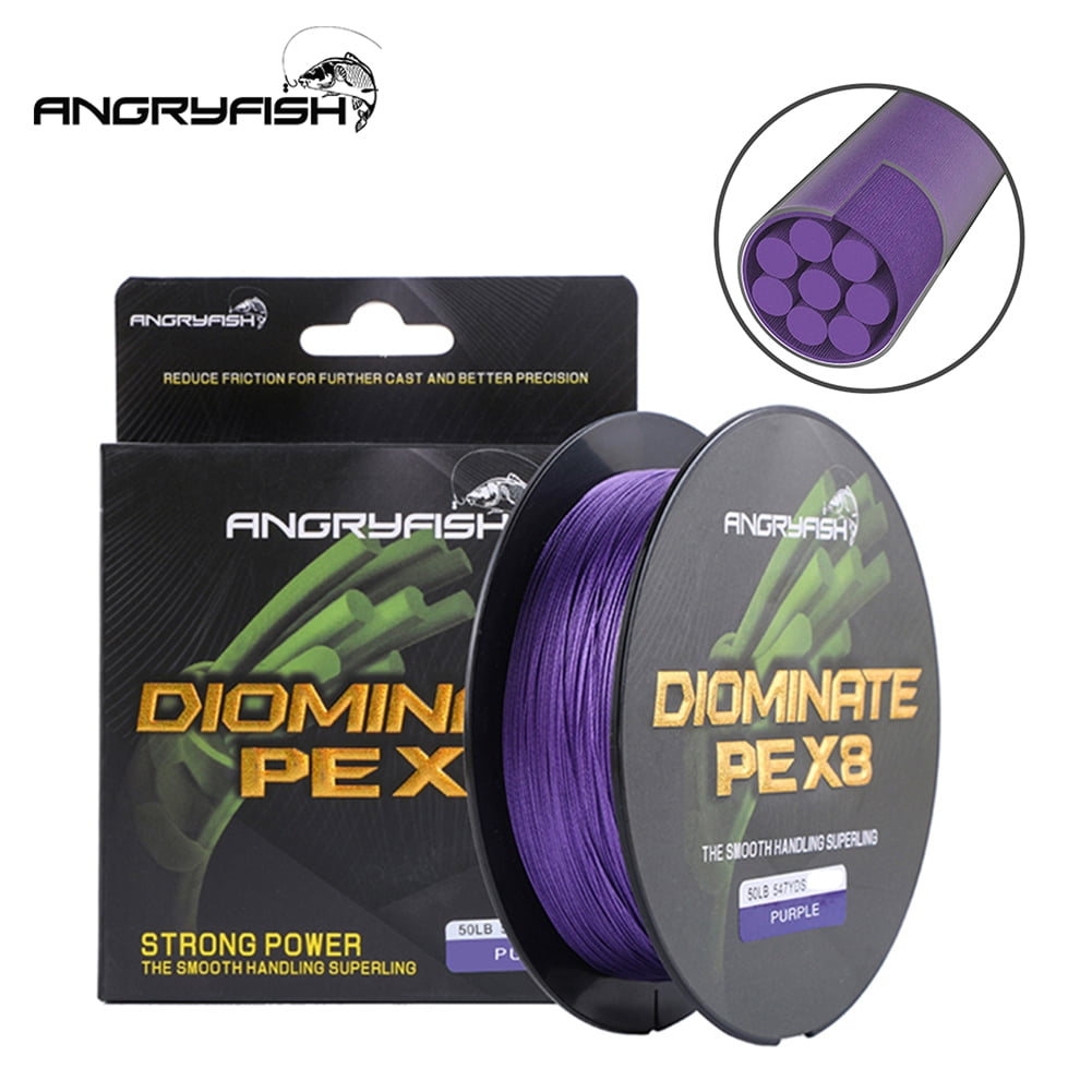 Redcolourful Angryfish Diominate Pe X8 Fishing Line 500m 547yds 8 Strands Braided Fishing Line Multifilament Line Purple 2.0 0.23mm 30lb Purple 2.0