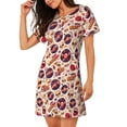 thumbnail image 2 of Balery rock music Skull record Camisón de manga corta con cuello redondo para mujer, cómodo y elegante., 2 of 6