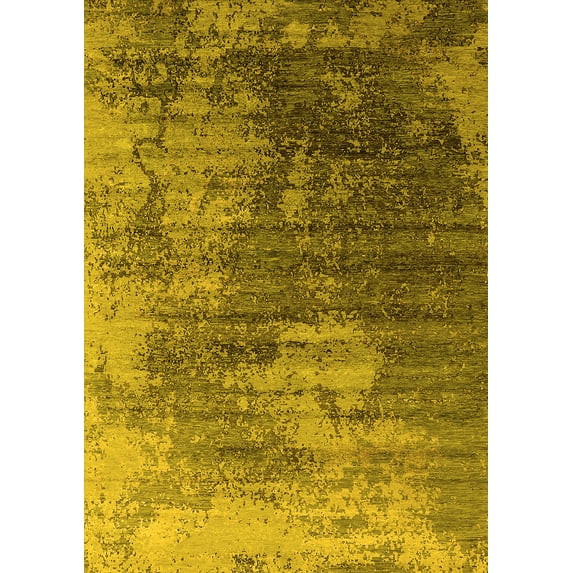 Ahgly Company Machine Washable Indoor Rectangle Oriental Yellow Industrial Area Rugs, 2' x 3'