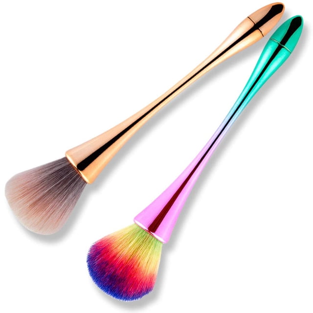 2 Pcs Nail Brushes ,Remove Dust Powder For Acrylic Nails Makeup Brushes, Manicure Brush Clean Up Tools Nail Art Brush Set,Color