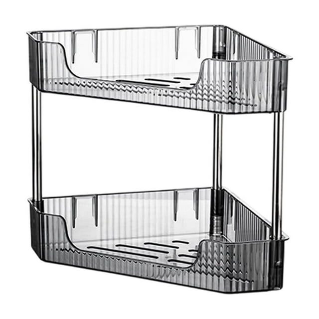 Black Kitchen Corner Shelf Countertop Organizer 2 Tier Triangular Spice Rack For Counter Storage Wall Mount No Drill Needed For Spices Utensils 13.58X10.31 Inch