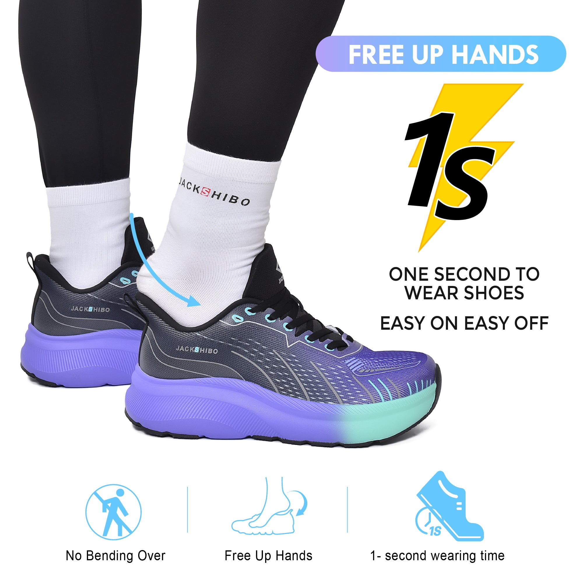 SUYSTEX Slip in Men Hands Free Wide Toe Box Shoes Slip on Arch Support Wide Sneakers for Running Walking Athletic Plantar