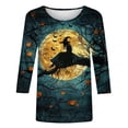 thumbnail image 4 of SETOFF Plus Size Tops, 3/4 Sleeve Womens Halloween Shirts, Ghost Pumpkin Bat Print Crew Neck Casual Halloween Tops, Fall Fashion Holiday Party Daily Wear Halloween Outfits S-5XL, 4 of 4