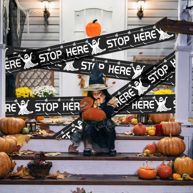 TIMIFIS Festival Decorations Halloween Isolation Warnings Tape Scene Decoration Props Halloween European and Skull Ghost Decoration Warnings Strip Home Decoration