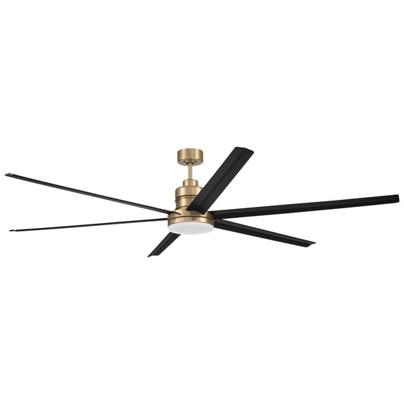 Mondo 80 in. Satin Brass Finish Indoor Ceiling Fan, Integrated LED Light & Remote Included