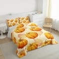 thumbnail image 3 of Homewish Rustic Autumn Pumpkin Queen Comforter Set,Happy Fall Bedding Sets,Orange Maples Leaf Bedding Comforter Set For Girls Teens,Ultra Soft Home Decor Reversible,3 Pieces, 3 of 8