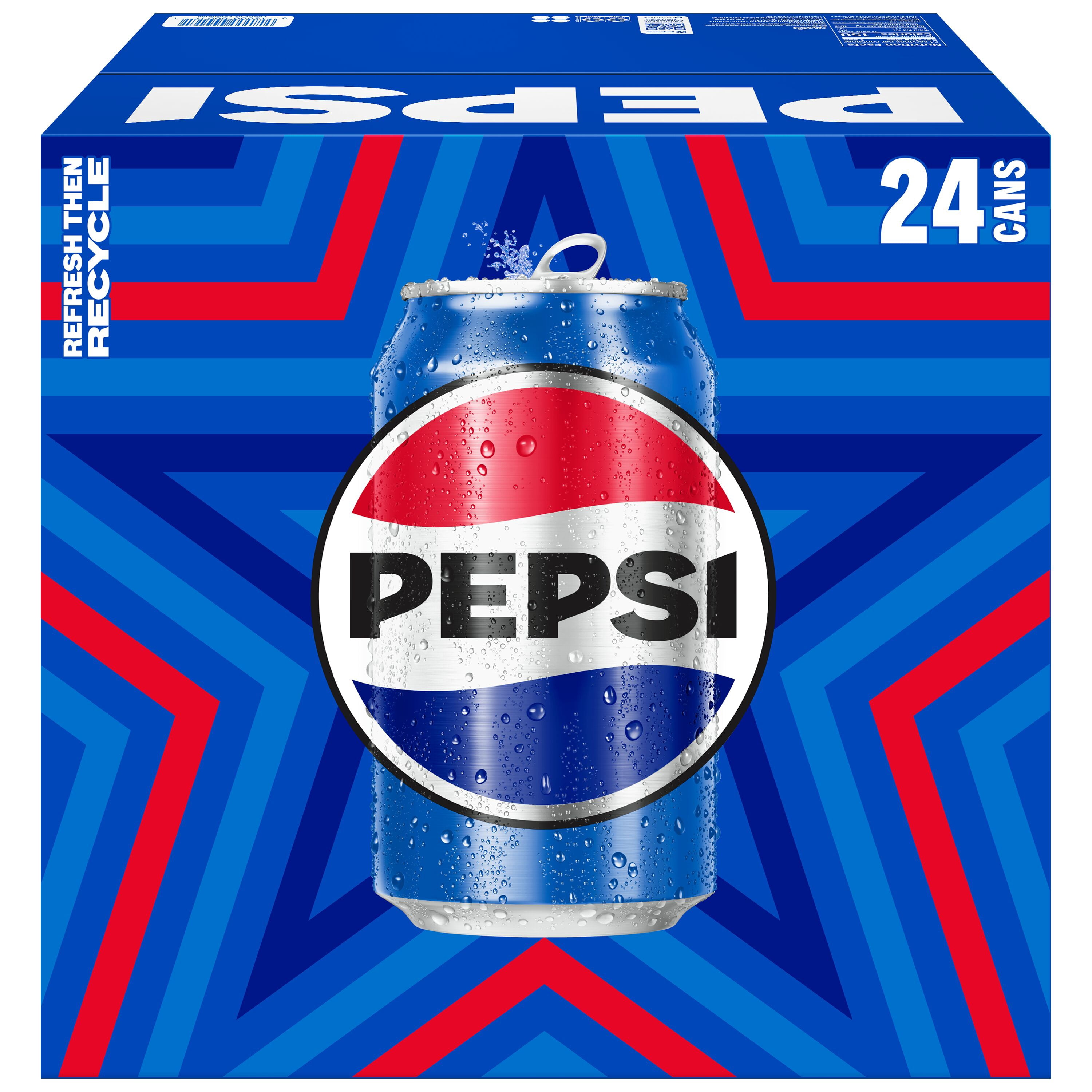 Pepsi Cola Soda Pop, 12 oz Cans, 24 Pack