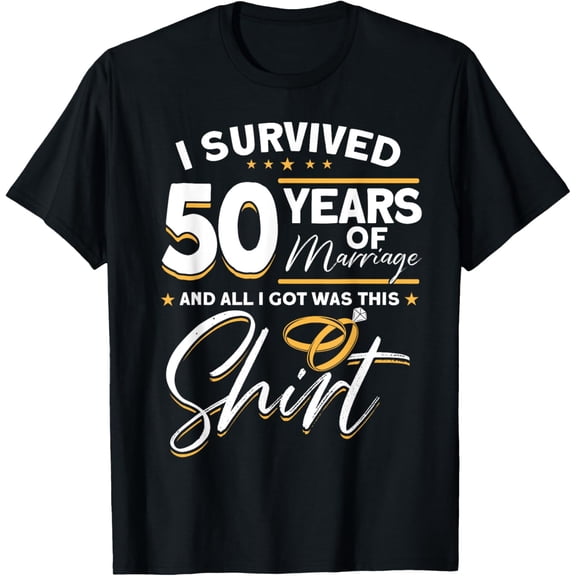 50th Wedding Anniversary, 50 Years Married, Husband & Wife T-ShirtMen and women, Black T-shirt, size: Extra large