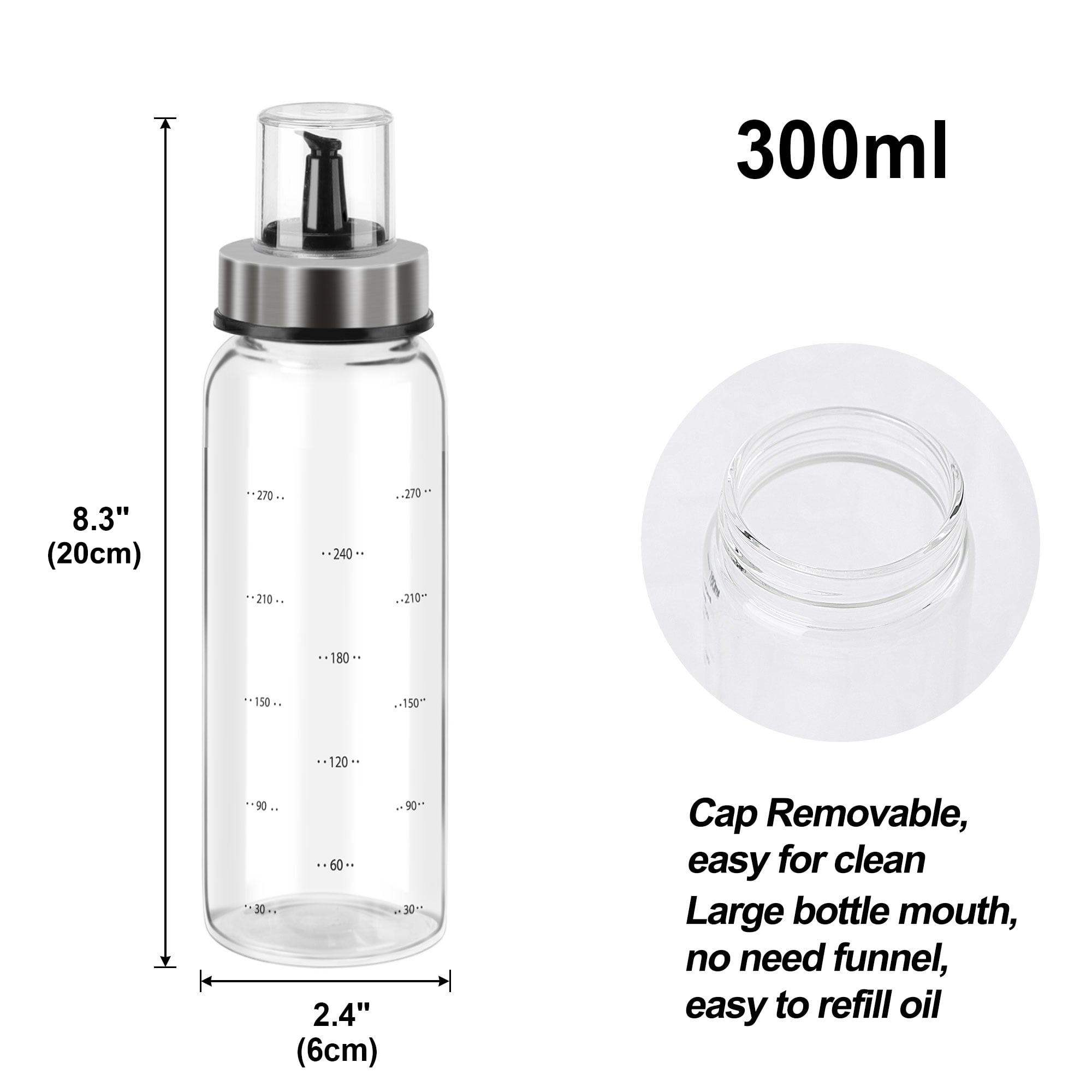 Unique Bargains Glass Olive Oil Dispenser Bottle Drip-Free Spout Cruet for Kitchen 300ML