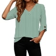 thumbnail image 5 of Qiggri 3/4 Length Sleeve Womens Tops Dressy Casual Blouses V Neck T Shirts Summer Tops Spring Outfits Loose Fit L, 5 of 7