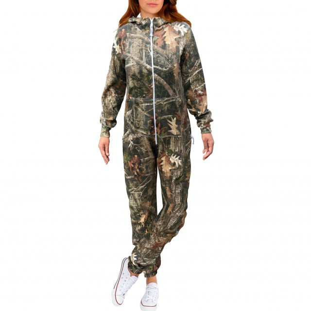 Womens Camouflage Jumpsuits Hooded Tank Top Long Pants Sports Bodysuit Playsuit