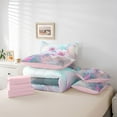 thumbnail image 6 of Castle Fairy Floral Lily Bedding Comforter Set 7 Pieces for Children Teens Adults,Abstract Gradient Flower Full Bedding Set Lightweight,Spring Garden Fitted Sheet Flat Sheet,Microfiber Bedroom Decor, 6 of 8