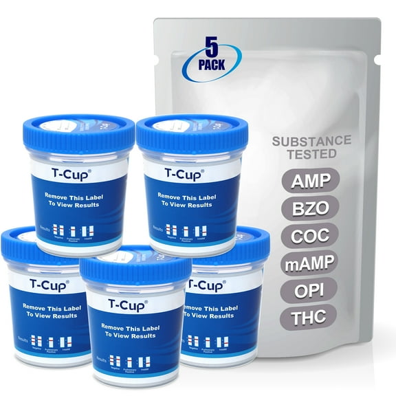 Mintegrity [5pk] - 6-Panel T-Cup Instant Urine Drug Test - Amphetamine (AMP), Oxazepam (BZO), Cocaine (COC), Meth/Methamphetamine (mAMP/MET), Opiates (OPI), Marijuana/Cannabinoids (THC) #MT-TDOA-264