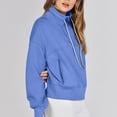 thumbnail image 2 of Hfolob Women's Sweatshirt Womens Half Zip Loose Sweatshirt Quarter Zip Trendy Long Sleeve Cropped Pullover Tops With Thumb Hole Fashion Clothing, 2 of 6