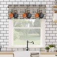 thumbnail image 4 of Fall Thanksgiving Valances for Windows Pumpkin with Floral Black White Diamond Plaid Rod Pocket Curtain Valance Window Treatment Short Curtains for Kitchen Living Room, 42"x18", 4 of 5
