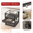 thumbnail image 6 of LUFTUT 21" Industrial Grey Side Table with Tempered Glass Top, 3-Tier Nightstand with Storage Drawer & Metal X-Frame, Grey Wood MDF End Table for Living Room & Bedroom, Support up to 110lbs, 6 of 9