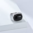 thumbnail image 2 of PAURO Gemstone Rings for Men Oval Stainless Steel Statement Personalised Dainty Simple Vintage Jewellery Silver Black Size U, 2 of 4