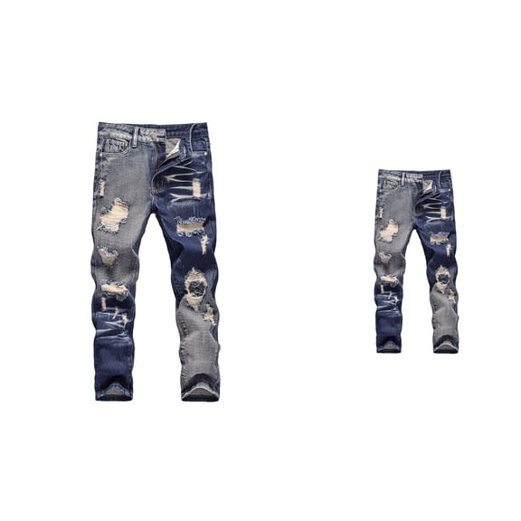 Boys Skinny Fit Distressed Ripped Denim Jeans, Stretch Slim Casual Denim Pants, Fashionable Stacked Kids Jeans