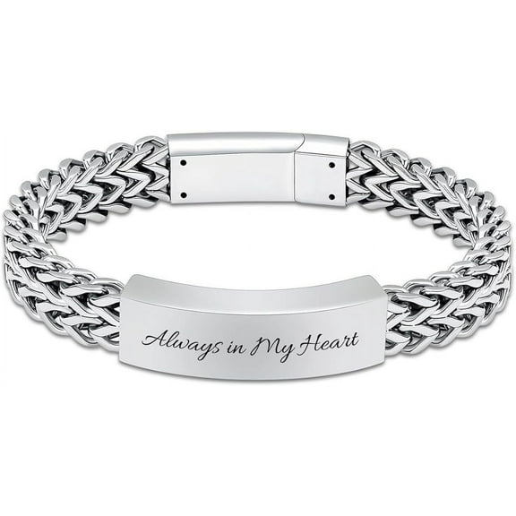 Cuban Link Cremation Urn Bracelet for Ashes Human / Pet Stainless Steel Cremation Bangle for Women Men Memorial Keepsake Cuff Bangle for Love Ones