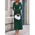 thumbnail image 4 of Vestido PRETTYGARDEN de manga larga con escote en V, tejido acanalado y falda plisada, talla M, 4 of 8