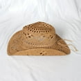 thumbnail image 3 of Women Straw Wide Brim Cowboy Hats, Western Cowgirl Hat for Holiday, Foldable Vacation Beach Sun Hat for Summer, 3 of 6