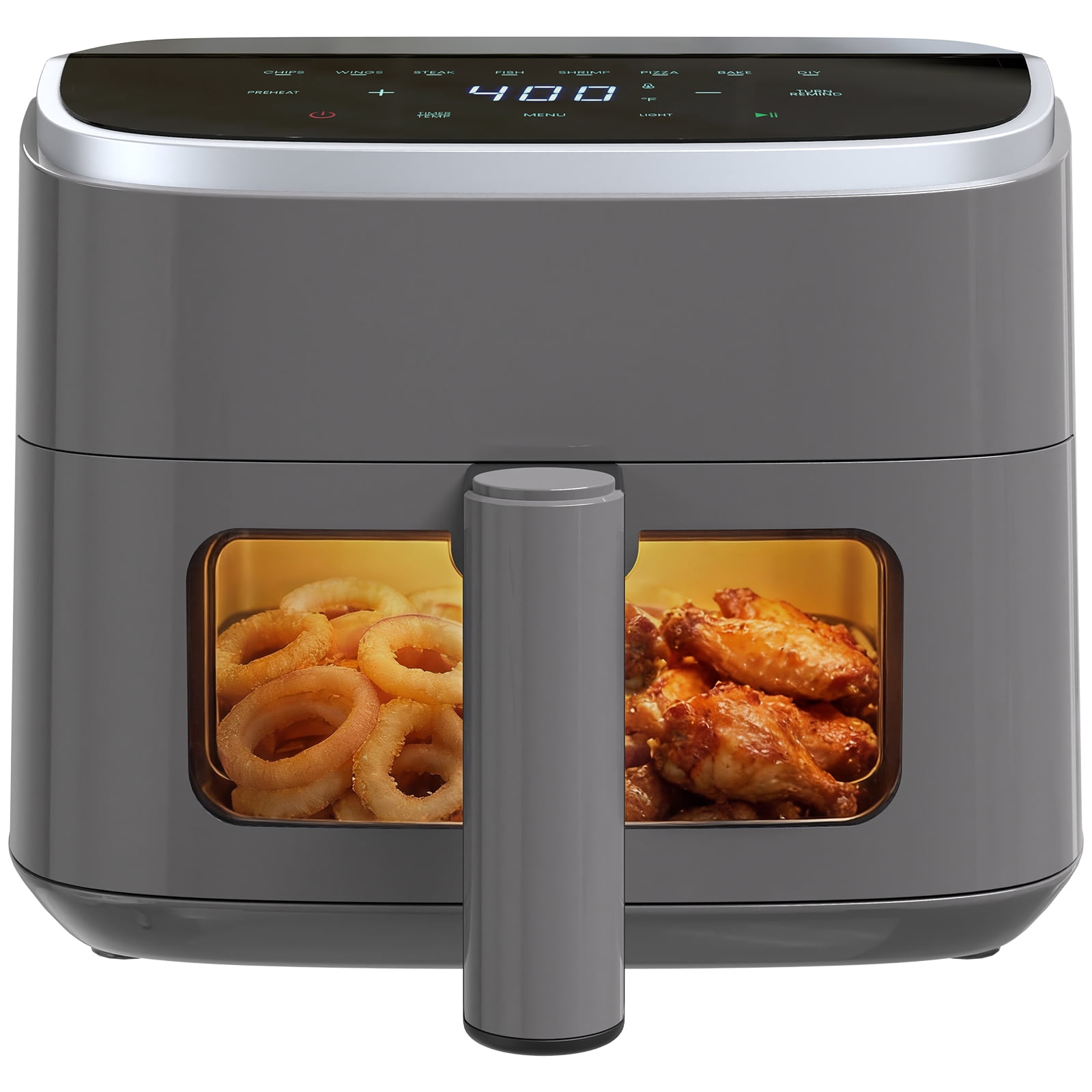 JIOABL 4 Qt Compact Air Fryer, 4-in-1 Air Fry Bake Roast Reheat, Dishwasher-Safe, Gray