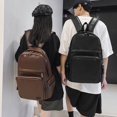 thumbnail image 3 of Mochila de cuero PU para hombre, mochila informal de estilo universitario de gran capacidad, mochila escolar sencilla de estilo japonés para estudiantes universitarios para mujeres, 3 of 6