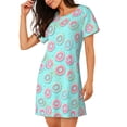 thumbnail image 2 of Easygdp Colorful Sweet Donuts Camisón de manga corta para mujer, informal, estampado, 2 of 6