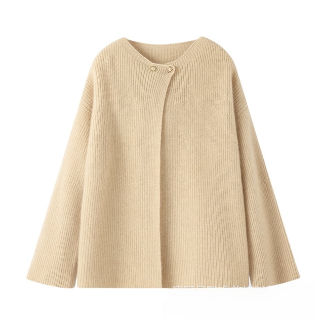 Cárdigan de cachemira de punto para mujer, suéter de lana, otoño e invierno, suéter de punto de estilo occidental de alta gama, capa