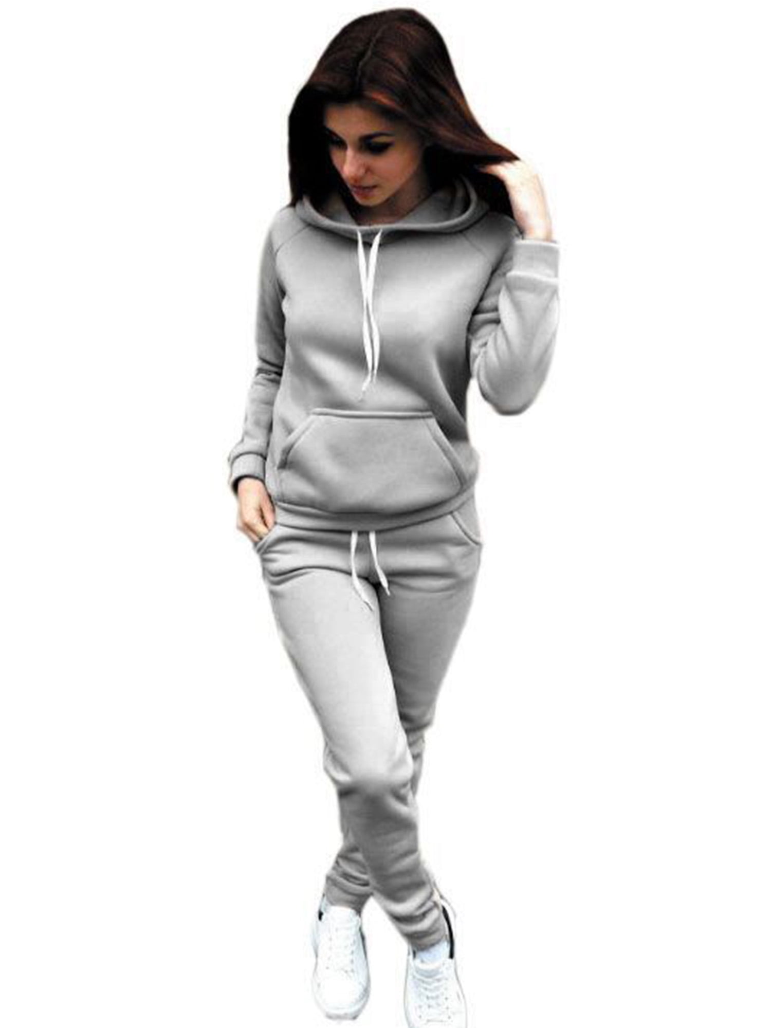 Womens 2 Piece Outfit Sport Tops Tracksuit Hoodies Sweatshirt And Long ...