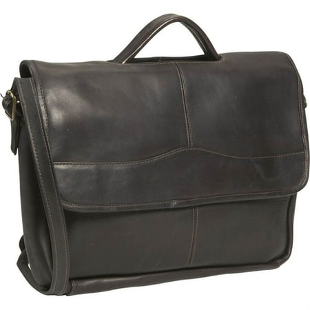 Slimline Flap Briefcase - Simple Porthole Flap Over Leather Briefcase (Tan)