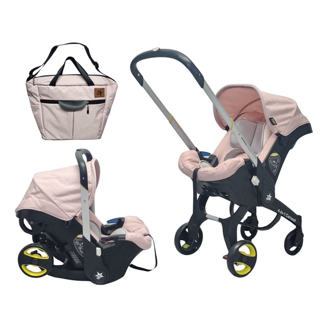 Carriola Para Bebé Starkids Polux Convertible Con Pañalera Rosa