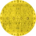 thumbnail image 1 of Ahgly Company Machine Washable Indoor Round Oriental Yellow Traditional Area Rugs, 6' Round, 1 of 4