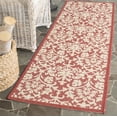 thumbnail image 2 of SAFAVIEH Courtyard Yvette Floral Indoor/Outdoor Runner Rug, 2'3" x 10', Red/Natural, 2 of 10