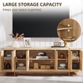 thumbnail image 2 of KeyWhat TV Stand for TVs Up to 80", Modern Entertainment Center with Storage, TV Console with Handle-Free Hidden Doors Design for Living Room, Natural Oak, 2 of 9