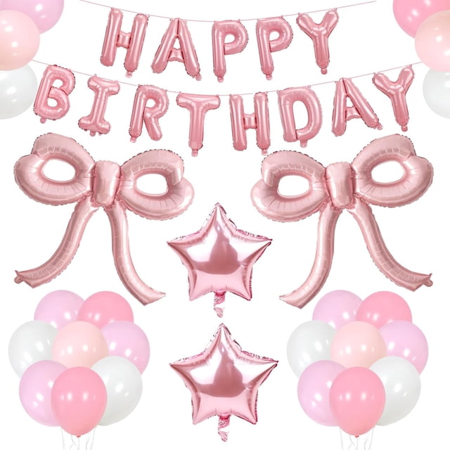 Yanonmyfd 4 Pcs Pink Bow Balloons Bow Party Decorations for Girl Women Pink Bow Birthday Decorations Giant Foil Balloon for Baby Shower Bridal Engagement Wedding Decor Bachelorette Party Supplies