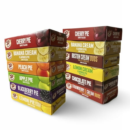 JJ s Bakery Glazed Pie Ultimate Cream & Fruit Variety Pack 4 Oz Individually Boxed | Pack of 12