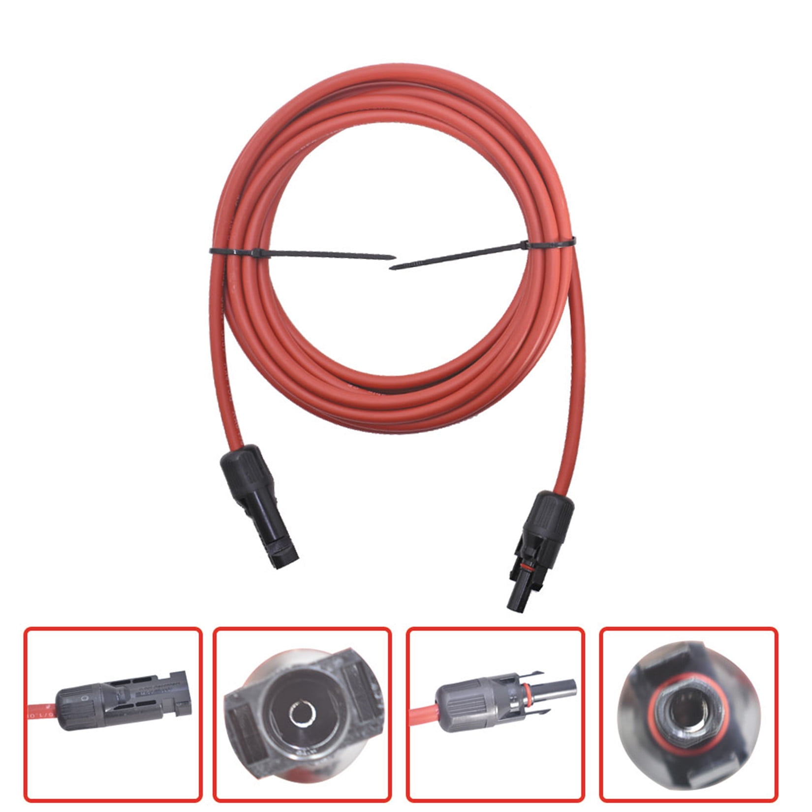 findmall 15FT 10AWG Black + Red 10 Gauge Solar Panel Extension Cable Wire with Female and Male Connector Solar Connector