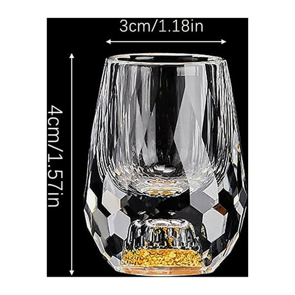 Creative Crystal Glass Vodka Glass Sake Liquor Liquor Bar Liqueur Double Bottom Gold Foil Glass Tea Cup High-end Gift,as pic