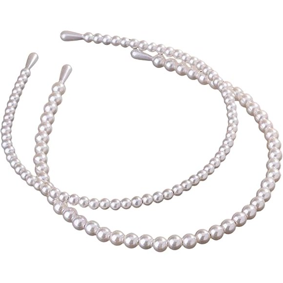 wonima44 2 Pack Pearl Headbands for Women – Simple Design Hair Accessories for Wedding, Party, Bridal, Birthday Gift