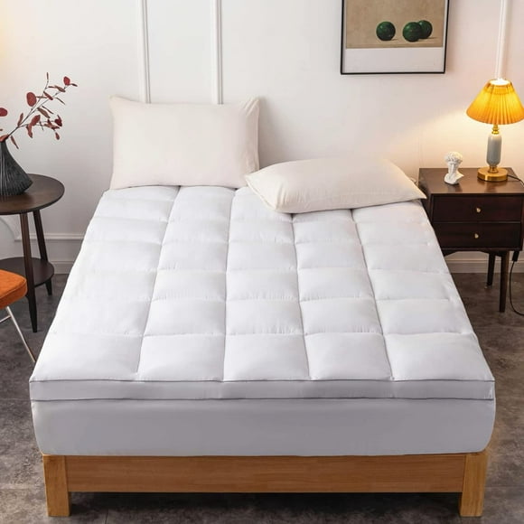 DROVAN Mattress Pad Twin XL Size - Extra Thick Mattress Topper Cover - Pillow Top Deep Pocket with Breathable 7D Spiral Fiber Filling Cooling Mattress Cover