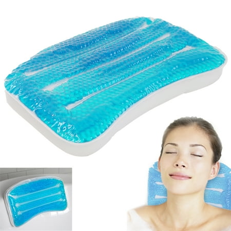 Bath Tub Spa Pillow Cooling Gel Beads W/ Suction Cups Comfort Neck Relax Cushion