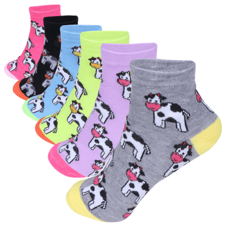 12 Pairs Assorted Women's Lightweight Cotton Socks Milk Cow Casual Low Cut Ankle Size: 9-11