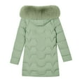 thumbnail image 5 of Cnbwig Parkas for Womens Fashion Shirts Mid Length Winter with Detachable Hood Waist Drawstring Warm Thickened Padded Coat Solid Color Ladies Winter Parkas Green XL, 5 of 6
