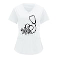 thumbnail image 1 of Snoarin Summer Plus Size Tops for Women V-neck Solid Color Overalls Partial Positioning Printing Short Sleeve Working Uniform Tops Work Uniforms for Women on Clearance, 1 of 6