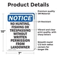 thumbnail image 2 of (2 Pack) No Hunting Fishing Or Trespassing OSHA Notice Sign 7 Inch X 10 Inch Vinyl Label Decal Sticker Weather Resistant, UV Protected for Workplace, Business, and Construction Site,, 2 of 7