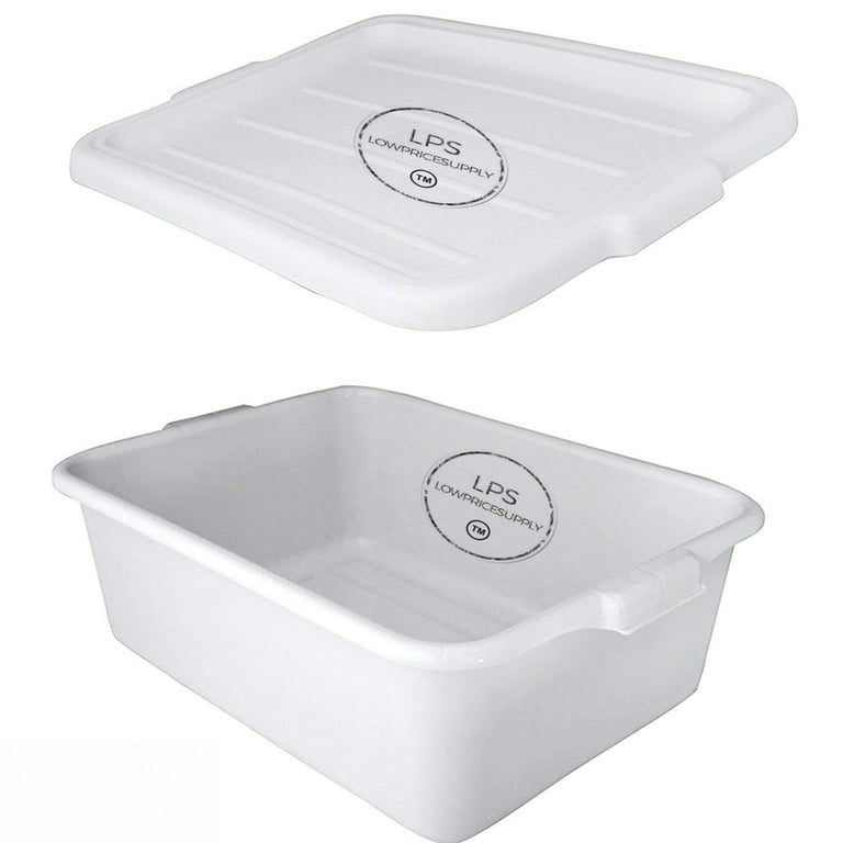 6 Pack 20 x 15 x 7 White Storage Plastic Dish Restaurant Food Bus Tub  w/Lid