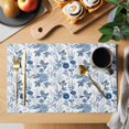 thumbnail image 2 of Flower Bird Placemats Set of 4, Vintage Blue Garden Country Wildflower Placemats for Dining Table, Place Mats for Kitchen Tabletop, Waterproof Wipeable Dining Table Mats Set, 2 of 9