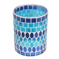 thumbnail image 1 of Portavelas votivo de mosaico, portavelas de vidrio hecho a mano para decoración del hogar, azul, 1 of 8